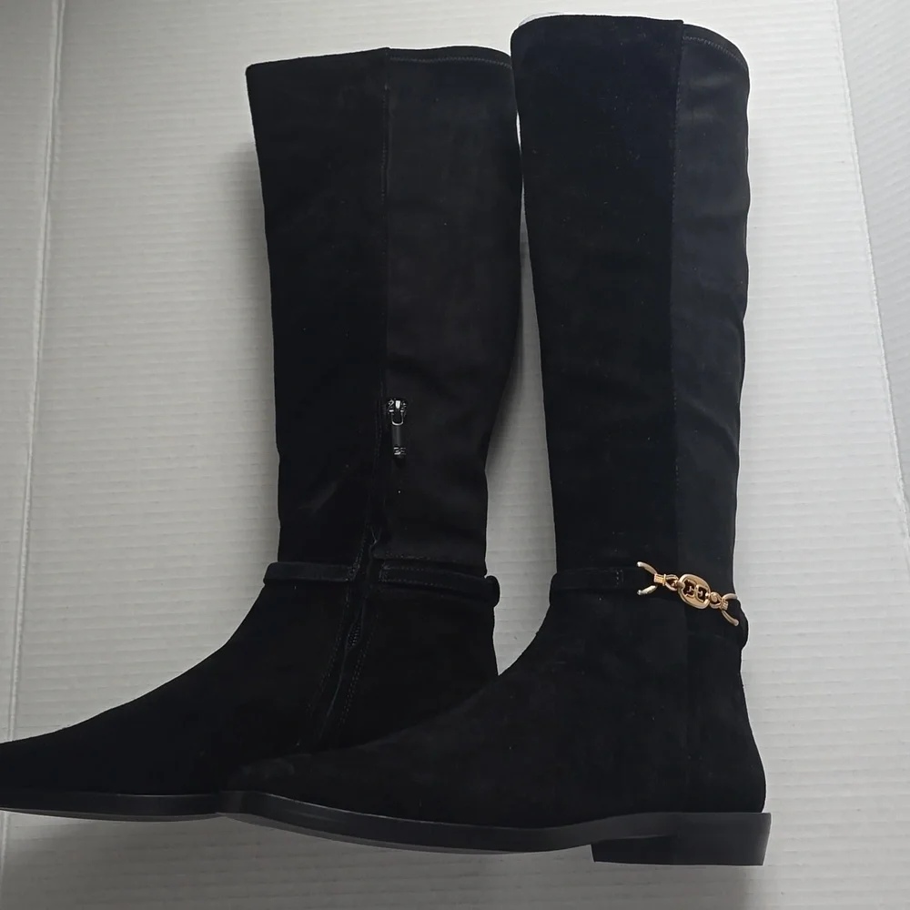 Sam Edelman Clive Black Suede Tall Boots Sz 7.5